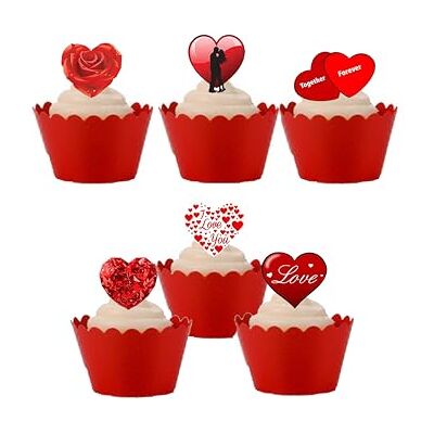 Top That Lot de 24 décorations en papier gaufrette comestible pour gâteaux sur le thème de la Saint-Valentin - Publicité Top That Lot de 24 décorations en papier gaufrette comestible pour gâteaux sur le thème de la Saint-Valentin - Publicité