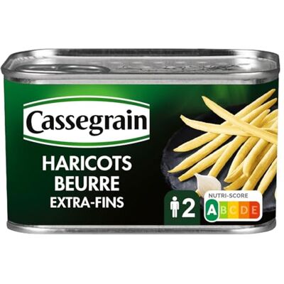 Cassegrain Haricots Beurre Extra-Fins Cueillis & Rangés à la Main Nutri-Score A Emballage 100% Recyclable Boîte de Conserve 400 g - Publicité Cassegrain Haricots Beurre Extra-Fins Cueillis & Rangés à la Main Nutri-Score A Emballage 100% Recyclable Boîte de Conserve 400 g - Publicité