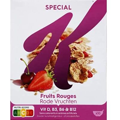 Kellogg's Pétales de riz, blé complet et orge aux fruits rouges La boîte de 300g - Publicité Kellogg's Pétales de riz, blé complet et orge aux fruits rouges La boîte de 300g - Publicité