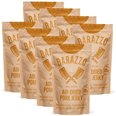 Barazzo Pork Jerky Honey Mustard 1 kg (2x500g maxi sachet) 100% Viande séchée régionale Premium Beef Jerky/Biltong - Publicité Barazzo Pork Jerky Honey Mustard 1 kg (2x500g maxi sachet) 100% Viande séchée régionale Premium Beef Jerky/Biltong - Publicité
