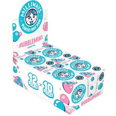 Milliways Super Natural Gum – Bubblemint chewing-gum 12 paquets de 10 pièces (120 pièces au total) À base de plantes, xylitol, sans plastique, sans sucre, sans aspartame - Publicité Milliways Super Natural Gum – Bubblemint chewing-gum 12 paquets de 10 pièces (120 pièces au total) À base de plantes, xylitol, sans plastique, sans sucre, sans aspartame - Publicité