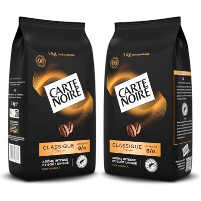 Carte Noire Café en Grains Classique, Pur Arabica, Certifié Rainforest Alliance, 2 Paquets de 1 kg - Publicité Carte Noire Café en Grains Classique, Pur Arabica, Certifié Rainforest Alliance, 2 Paquets de 1 kg - Publicité