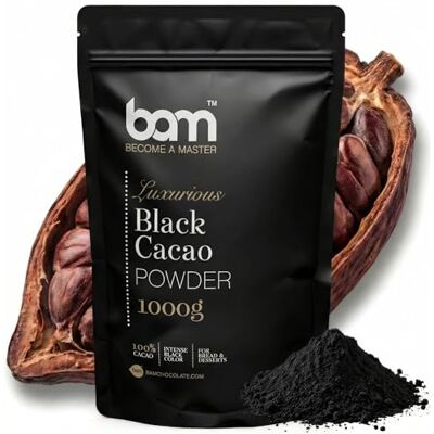 BAM Cacao Noir en Poudre – 100% Pur, Non Sucré, Sans Gluten Poudre de Cacao Noir Intense pour Pâtisserie 1kg - Publicité BAM Cacao Noir en Poudre – 100% Pur, Non Sucré, Sans Gluten Poudre de Cacao Noir Intense pour Pâtisserie 1kg - Publicité