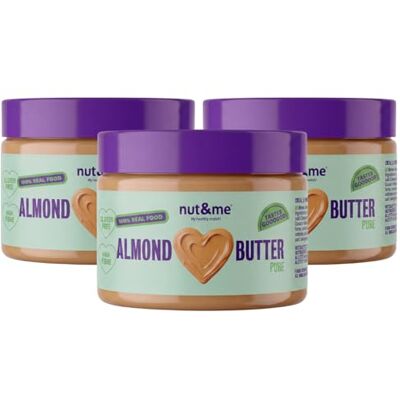 nut&me Purée d'amandes sans sucres ajoutés 900 g 100% Amandes Crémeuse Sans gluten Sans conservateurs Vegan Sans huile de palme Pack 3 x 300 g - Publicité nut&me Purée d'amandes sans sucres ajoutés 900 g 100% Amandes Crémeuse Sans gluten Sans conservateurs Vegan Sans huile de palme Pack 3 x 300 g - Publicité
