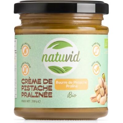 Natuvid Beurre de Pistache Pralinée BIO 200g 100% NATUREL SANS GLUTEN SANS LACTOSE Sans sucres ajoutés - Publicité Natuvid Beurre de Pistache Pralinée BIO 200g 100% NATUREL SANS GLUTEN SANS LACTOSE Sans sucres ajoutés - Publicité