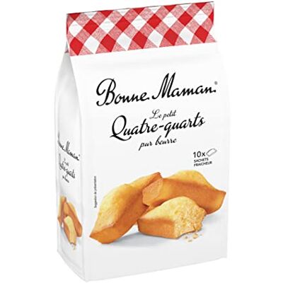 Bonne Maman Petit Quatre-Quart Pur-Beurre 10 Petits Quatre-Quarts emballés individuellement le sachet de 300g - Publicité Bonne Maman Petit Quatre-Quart Pur-Beurre 10 Petits Quatre-Quarts emballés individuellement le sachet de 300g - Publicité