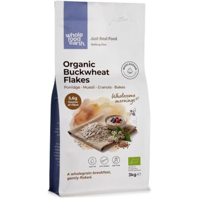 Wholefood Earth Flocons de sarrasin bio, 3 kg Cru Sans OGM Végan Source de fibres Certifié biologique - Publicité Wholefood Earth Flocons de sarrasin bio, 3 kg Cru Sans OGM Végan Source de fibres Certifié biologique - Publicité