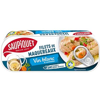AUCHAN Lot de 3 unités *** SAUPIQUET Filets de maquereaux au vin blanc et aromates 176g - Publicité AUCHAN Lot de 3 unités *** SAUPIQUET Filets de maquereaux au vin blanc et aromates 176g - Publicité