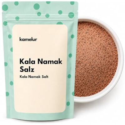 Kamelur Sel original de Kala Namak fin, emballé dans un paquet biodégradable- Sel gemme exclusif de l'Inde comme substitut d'œuf végétalien Sel noir 200g - Publicité Kamelur Sel original de Kala Namak fin, emballé dans un paquet biodégradable- Sel gemme exclusif de l'Inde comme substitut d'œuf végétalien Sel noir 200g - Publicité