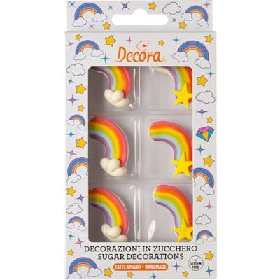 Decora 0500410 Paquet de 6 arcs-en-ciel en sucre - Publicité Decora 0500410 Paquet de 6 arcs-en-ciel en sucre - Publicité