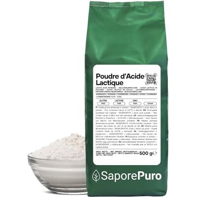 SaporePuro Acide Lactique en Poudre 500 g – Qualité Alimentaire Pure – Pour Boulangerie, Produits Laitiers, Boissons Fermentées et Usage Cosmétique - Publicité SaporePuro Acide Lactique en Poudre 500 g – Qualité Alimentaire Pure – Pour Boulangerie, Produits Laitiers, Boissons Fermentées et Usage Cosmétique - Publicité