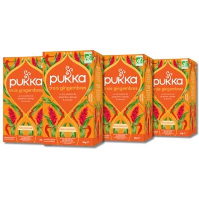 Lipton Pukka, Infusion Bio Trois Gingembres, Infusion Biologique et Ayurvédique,100% des Ingrédients Issus du Commerce Equitable, 80 Sachets, Lot de 4x20 sachets - Publicité Lipton Pukka, Infusion Bio Trois Gingembres, Infusion Biologique et Ayurvédique,100% des Ingrédients Issus du Commerce Equitable, 80 Sachets, Lot de 4x20 sachets - Publicité