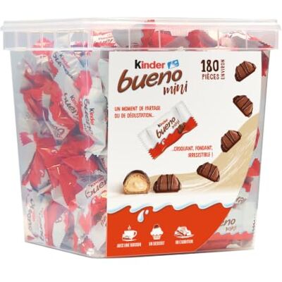 Kinder Bueno Mini – Barres chocolatées fourrées – Environ 180 pièces - Publicité Kinder Bueno Mini – Barres chocolatées fourrées – Environ 180 pièces - Publicité