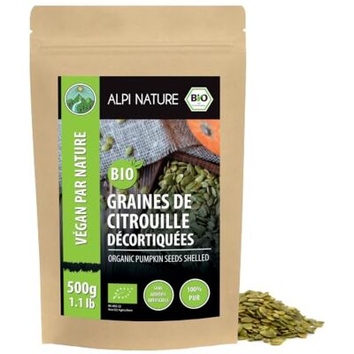 Alpi Nature Graine de Courge BIO 500g, Graines de Courge Crues et Pelées pour Salades, Smoothies et Desserts - Publicité Alpi Nature Graine de Courge BIO 500g, Graines de Courge Crues et Pelées pour Salades, Smoothies et Desserts - Publicité