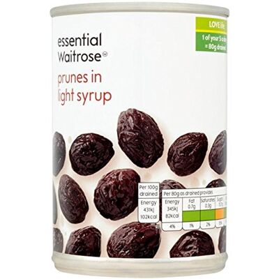 Waitrose Prunes au sirop Essentiel 420g - Publicité Waitrose Prunes au sirop Essentiel 420g - Publicité