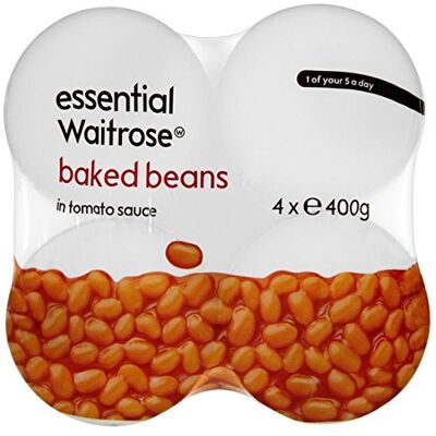 Waitrose Baked Beans in Tomato Sauce Essential 4 x 400g - Publicité Waitrose Baked Beans in Tomato Sauce Essential 4 x 400g - Publicité
