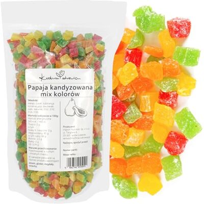 Kuchnia Zdrowia Papaye confite colorée 500g En-cas rapide Idéal en garniture pour salades et yaourts Pour décorer les pâtisseries En-cas de fête - Publicité Kuchnia Zdrowia Papaye confite colorée 500g En-cas rapide Idéal en garniture pour salades et yaourts Pour décorer les pâtisseries En-cas de fête - Publicité