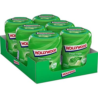 HOLLYWOOD Chewing Gum Green Fresh Parfum Menthe Verte Sans Sucres avec Édulcorants Lot de 6 boîtes de 60 dragées (87 g) - Publicité HOLLYWOOD Chewing Gum Green Fresh Parfum Menthe Verte Sans Sucres avec Édulcorants Lot de 6 boîtes de 60 dragées (87 g) - Publicité