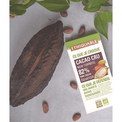 ETHIQUABLE Cacao cru non torréfié 82% de cacao bio & équitable - Publicité ETHIQUABLE Cacao cru non torréfié 82% de cacao bio & équitable - Publicité