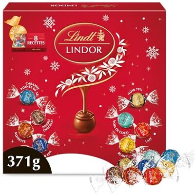Lindt Boîte Partage LINDOR Assortiment de Chocolats au Lait, Blancs, Noir 70%, Noix de Coco, Double Chocolat, Caramel Pointe de Sel, Noisettes et Noir 45% Cœur fondant Idéal pour Noël, 371g - Publicité Lindt Boîte Partage LINDOR Assortiment de Chocolats au Lait, Blancs, Noir 70%, Noix de Coco, Double Chocolat, Caramel Pointe de Sel, Noisettes et Noir 45% Cœur fondant Idéal pour Noël, 371g - Publicité