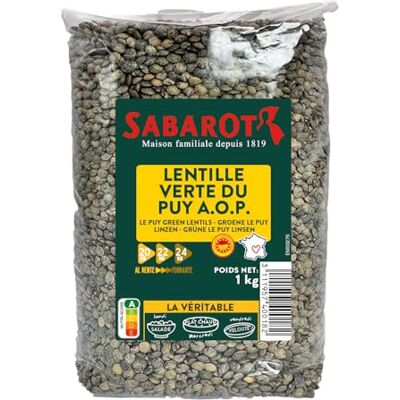 Sabarot Lentilles vertes du Puy A.O.P. Sachet 1kg - Publicité Sabarot Lentilles vertes du Puy A.O.P. Sachet 1kg - Publicité
