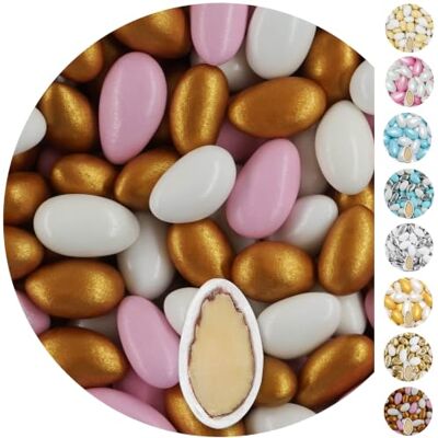 EinsSein 1kg Dragees mariage amande Conchiglia Mix blanc–rose–or dragées baptême communion amandes feter et recevoir fêter de fete couleur pas cher aux bombe tag voir mes etui contenant boite a - Publicité EinsSein 1kg Dragees mariage amande Conchiglia Mix blanc–rose–or dragées baptême communion amandes feter et recevoir fêter de fete couleur pas cher aux bombe tag voir mes etui contenant boite a - Publicité