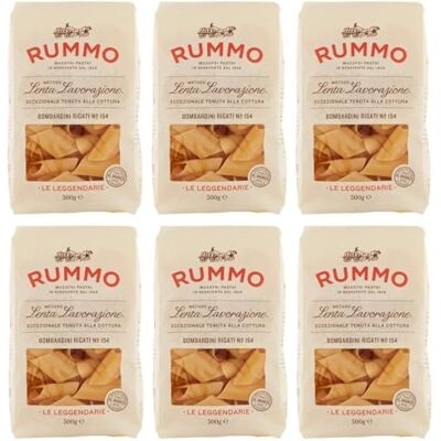 Rummo Pasta Bombardini Rigati N°154 Lot de 6 pâtes italiennes à base de semoule de blé dur, pâtes italiennes 500 g - Publicité Rummo Pasta Bombardini Rigati N°154 Lot de 6 pâtes italiennes à base de semoule de blé dur, pâtes italiennes 500 g - Publicité