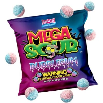 Barnetts Barnett's Mega Sour Bubblegum 500 g - Publicité Barnetts Barnett's Mega Sour Bubblegum 500 g - Publicité