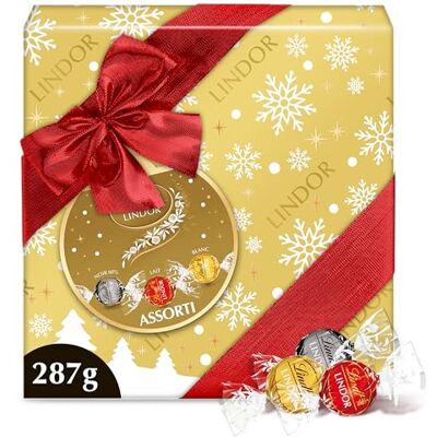 Lindt Boîte Cadeau LINDOR Assortiment de Chocolats au Lait, Noirs et Blancs Cœur Fondant Idéal pour Noël, 287g - Publicité Lindt Boîte Cadeau LINDOR Assortiment de Chocolats au Lait, Noirs et Blancs Cœur Fondant Idéal pour Noël, 287g - Publicité