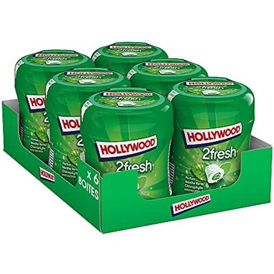 HOLLYWOOD Chewing Gum Bottle 2 Fresh Parfum Menthe Verte Chlorophylle Sans Sucres avec Édulcorants Lot de 6 boîtes de 40 dragées (88 g) - Publicité HOLLYWOOD Chewing Gum Bottle 2 Fresh Parfum Menthe Verte Chlorophylle Sans Sucres avec Édulcorants Lot de 6 boîtes de 40 dragées (88 g) - Publicité