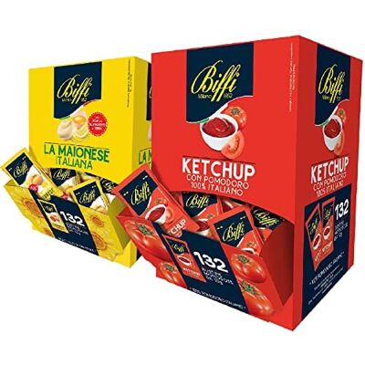 Mix Salsa Biffi Kit 1 mayonnaise 132 sachets et 1 ketchup monoportion 132 sachets de 10 g - Publicité Mix Salsa Biffi Kit 1 mayonnaise 132 sachets et 1 ketchup monoportion 132 sachets de 10 g - Publicité