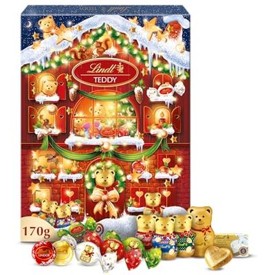Lindt Calendrier de l'Avent TEDDY Réalité Augmentée Assortiment de Chocolats au Lait et Blancs Idéal pour Noël, 170g - Publicité Lindt Calendrier de l'Avent TEDDY Réalité Augmentée Assortiment de Chocolats au Lait et Blancs Idéal pour Noël, 170g - Publicité