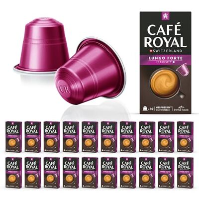 Café Royal Café en Capsules Aluminium Pro 20 x 10 soit 200 Dosettes Saveur Lungo Forte Compatibles avec les Machines à café Nespresso®* Alu à usage Domestique - Publicité Café Royal Café en Capsules Aluminium Pro 20 x 10 soit 200 Dosettes Saveur Lungo Forte Compatibles avec les Machines à café Nespresso®* Alu à usage Domestique - Publicité