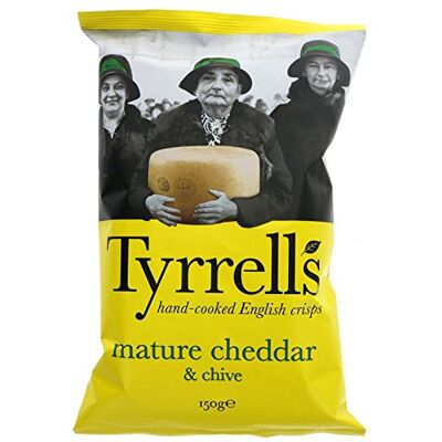 Tyrrells Cheddar Fromage et ciboulette 150 g - Publicité Tyrrells Cheddar Fromage et ciboulette 150 g - Publicité