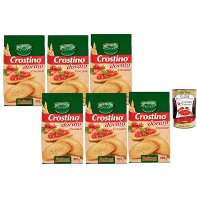 Italian Gourmet E.R. Italian Gourmet Bundle 6x Crostino Dorato Croccante 300g Biscottes Bruschetta Toast Apéritif Antipasti Ultra Croustillant Idéal Tartinables Tomate Fromage + Italian Gourmet Polpa - Publicité Italian Gourmet E.R. Italian Gourmet Bundle 6x Crostino Dorato Croccante 300g Biscottes Bruschetta Toast Apéritif Antipasti Ultra Croustillant Idéal Tartinables Tomate Fromage + Italian Gourmet Polpa - Publicité
