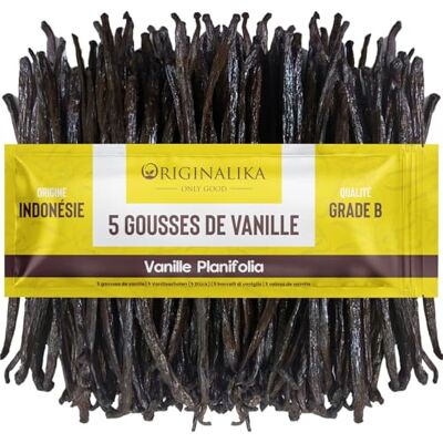 Originalika Gousse de Vanille Grade B d'Indonésie Idéale pour Extraits, Infusions, Vanille en Poudre et Pâtisserie Emballage Sous Vide avec Sachet Zip Fraîcheur Arôme Authentique et Délicat - Publicité Originalika Gousse de Vanille Grade B d'Indonésie Idéale pour Extraits, Infusions, Vanille en Poudre et Pâtisserie Emballage Sous Vide avec Sachet Zip Fraîcheur Arôme Authentique et Délicat - Publicité