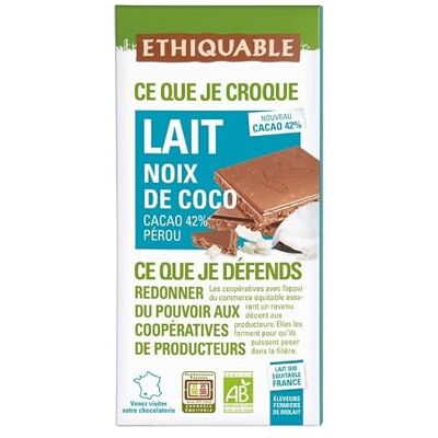 ETHIQUABLE Chocolat Au Lait Noix De Coco 100G Lot De 4 - Publicité ETHIQUABLE Chocolat Au Lait Noix De Coco 100G Lot De 4 - Publicité