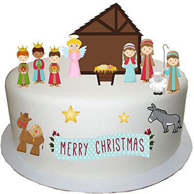 Top That Crèche de Noël traditionnelle en papier comestible Idéale pour décorer vos gâteaux de Noël Facile à utiliser - Publicité Top That Crèche de Noël traditionnelle en papier comestible Idéale pour décorer vos gâteaux de Noël Facile à utiliser - Publicité
