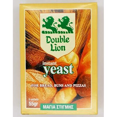 Double Lion Levure sèche instantanée Baker, , 1 paquet de 55 g (5 sachets X 11 g) pour la cuisson, le pain, les petits pains et les pizzas - Publicité Double Lion Levure sèche instantanée Baker, , 1 paquet de 55 g (5 sachets X 11 g) pour la cuisson, le pain, les petits pains et les pizzas - Publicité