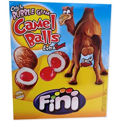 Fini Chewing Gum Chiclé Testicules de Chameau Rempli de Liquide Très Acide Boîte de 200 - Publicité Fini Chewing Gum Chiclé Testicules de Chameau Rempli de Liquide Très Acide Boîte de 200 - Publicité