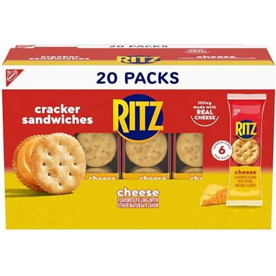 RITZ Lot de 20 paquets de crackers au fromage, 6 craquelins par paquet - Publicité RITZ Lot de 20 paquets de crackers au fromage, 6 craquelins par paquet - Publicité
