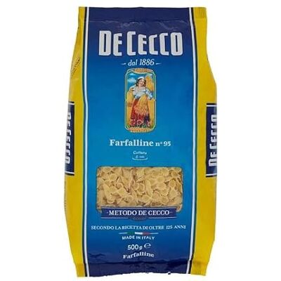 De Cecco Lot de 5 pâtes Farfalline n° 95 100 % italiennes 500 g - Publicité De Cecco Lot de 5 pâtes Farfalline n° 95 100 % italiennes 500 g - Publicité