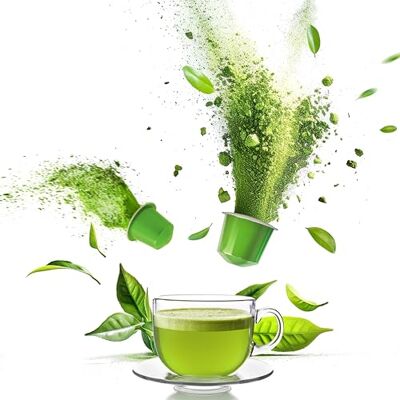 Goodwei BIO Capsules thé Matcha de qualité cérémonie compatibles avec Nespresso®* 20 pièces Thé vert biologique - Publicité Goodwei BIO Capsules thé Matcha de qualité cérémonie compatibles avec Nespresso®* 20 pièces Thé vert biologique - Publicité
