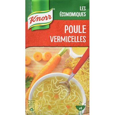 Knorr Soupe Liquide Poule Vermicelle 1 L Lot de 2 - Publicité Knorr Soupe Liquide Poule Vermicelle 1 L Lot de 2 - Publicité