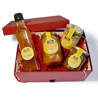 La Papillonne Panier gourmand vinaigre de miel + miel toutes fleurs + moutarde noix miel + confit d'oignon - Publicité La Papillonne Panier gourmand vinaigre de miel + miel toutes fleurs + moutarde noix miel + confit d'oignon - Publicité