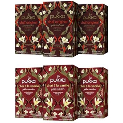 Lipton Pukka Routine Chaï, 6 Thés et Infusions Biologiques et Ayurvédiques : Chaï Original, Chaï à la Vanille,100% des Ingrédients Issus du Commerce Équitable 120 Sachets, Lot de 6x20 sachets - Publicité Lipton Pukka Routine Chaï, 6 Thés et Infusions Biologiques et Ayurvédiques : Chaï Original, Chaï à la Vanille,100% des Ingrédients Issus du Commerce Équitable 120 Sachets, Lot de 6x20 sachets - Publicité