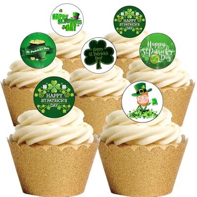 Top That Lot de 48 décorations rondes en papier gaufrette comestible pour gâteaux sur le thème de la Saint-Patrick - Publicité Top That Lot de 48 décorations rondes en papier gaufrette comestible pour gâteaux sur le thème de la Saint-Patrick - Publicité