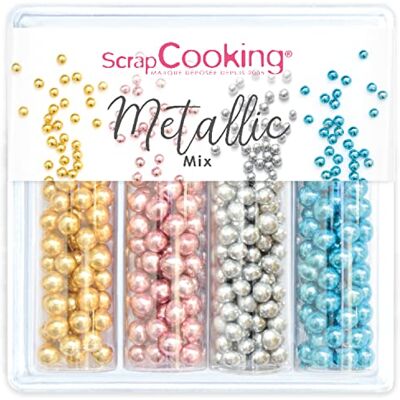 ScrapCooking Metallic Mix 64g Décors Comestibles Sucrés Décorations Pâtisseries Gâteaux Or, Rose, Bleu, Argent 7518 - Publicité ScrapCooking Metallic Mix 64g Décors Comestibles Sucrés Décorations Pâtisseries Gâteaux Or, Rose, Bleu, Argent 7518 - Publicité
