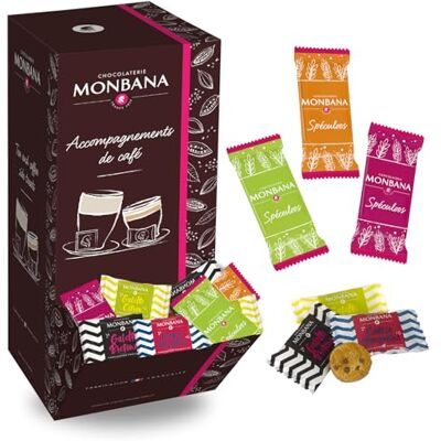 PRO DISTRI MONBANA Assortiment de 150 Mini-Biscuits : Cookies, Galettes, Spéculoos À offrir ou à partager autour d'un café Idéal café gourmand, salon de thé, hôtel Biscuits emballés individuellement - Publicité PRO DISTRI MONBANA Assortiment de 150 Mini-Biscuits : Cookies, Galettes, Spéculoos À offrir ou à partager autour d'un café Idéal café gourmand, salon de thé, hôtel Biscuits emballés individuellement - Publicité