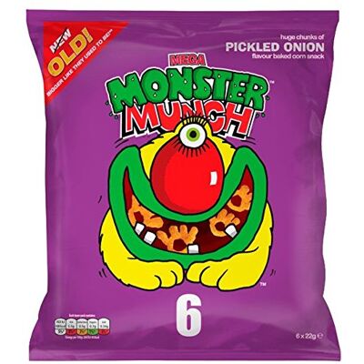 Walkers Walker's Méga Monstre Munch 22G D'Oignon Mariné X 6 par Paquet - Publicité Walkers Walker's Méga Monstre Munch 22G D'Oignon Mariné X 6 par Paquet - Publicité